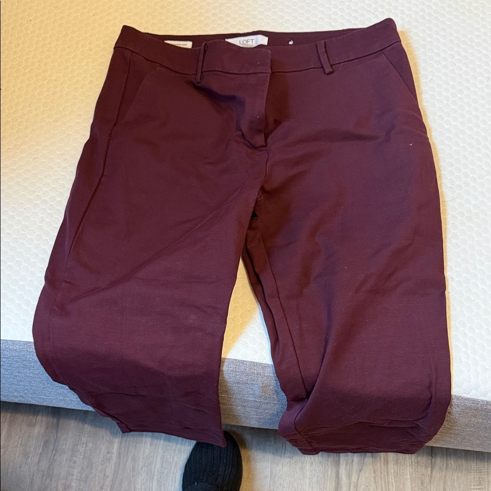 LOFT Dark Red Cropped Trousers